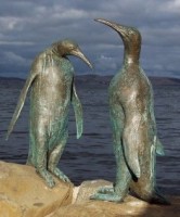 King penguins statue on Hobart waterfront