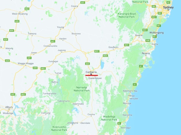 ACT run 01 Canberra location map