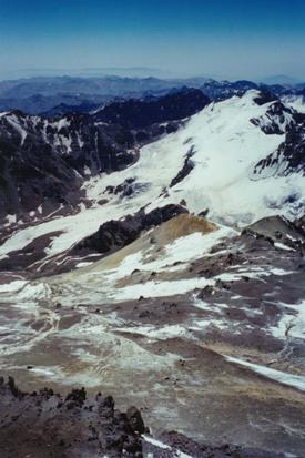 Looking down towards Condors Nest from the Berlin Huts on Aconcagua