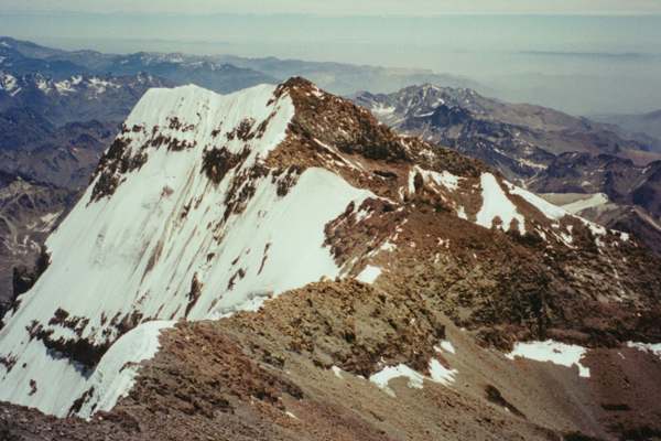 View from the summit of Aconcagua of the South Summit
