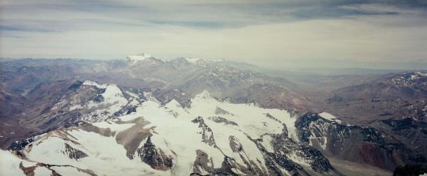 View north from the summit of Aconcagua
