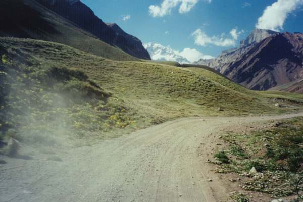 Looking back at Aconcagua while leaving the park