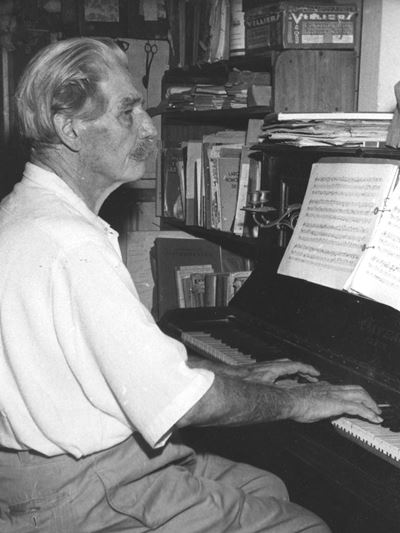 Albert Schweitzer playing the piano
